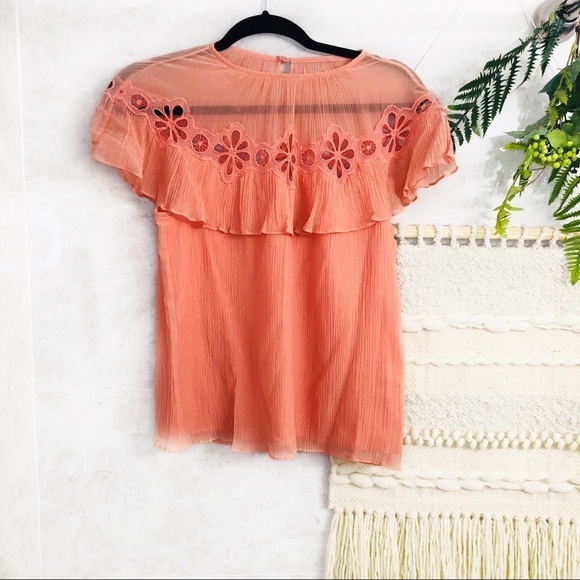 NWT Rebecca Taylor pinwheel eyelet ruffle top - Picture 2 of 6